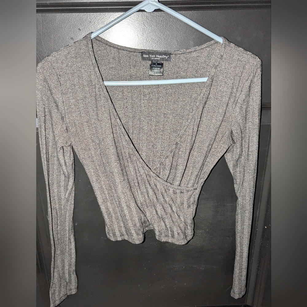 SEE YOU MONDAY Cropped Wrap Top Sz M